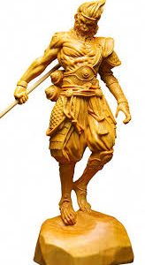 Estatua Tallada Madera Natural Wukong - Arte en 3D