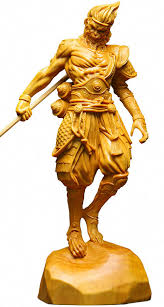 Estatua Tallada Madera Natural Wukong - Arte en 3D